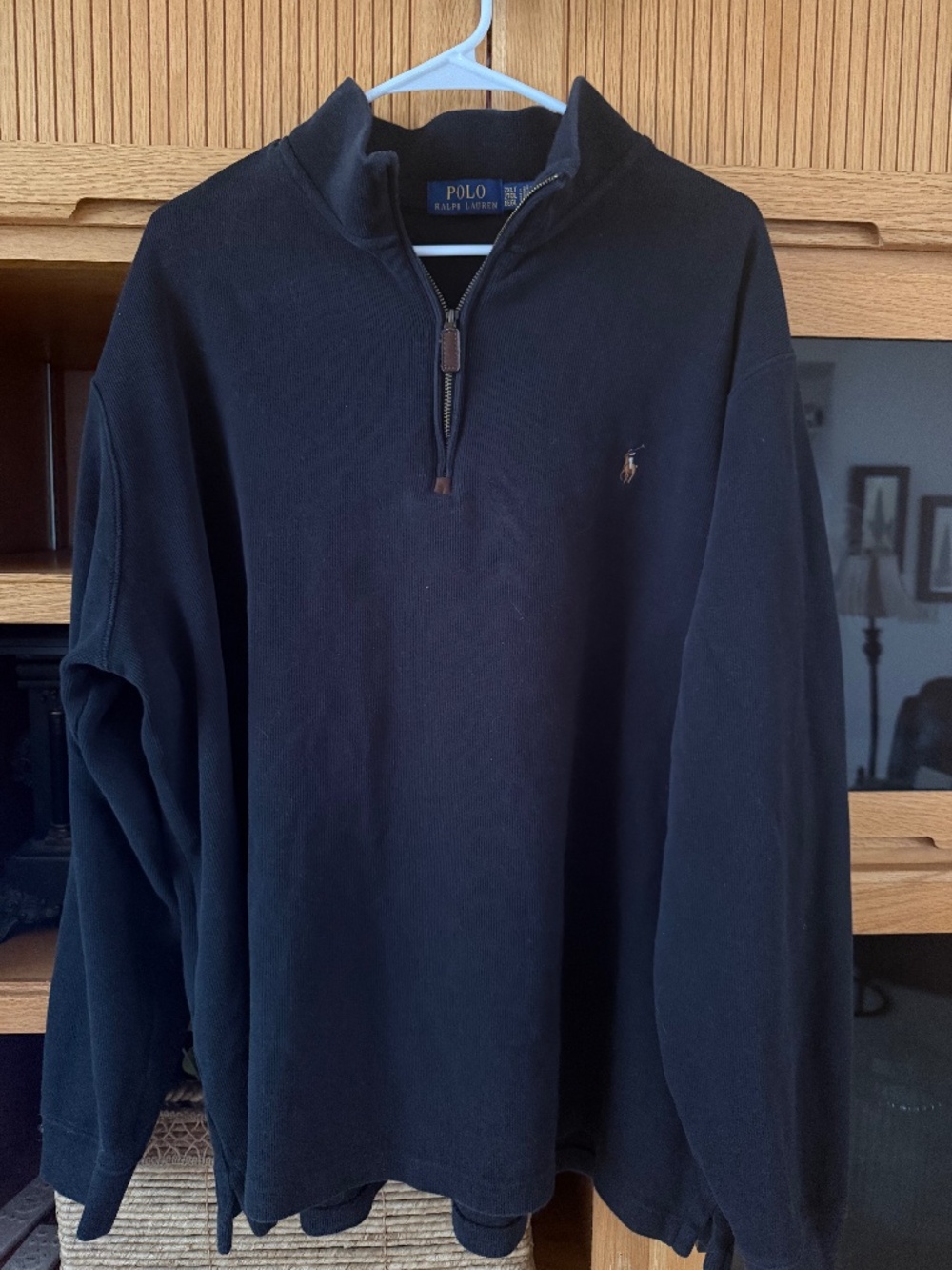 Mens 2XLT Mesh-Knit Quarte Zip Sweater, Black